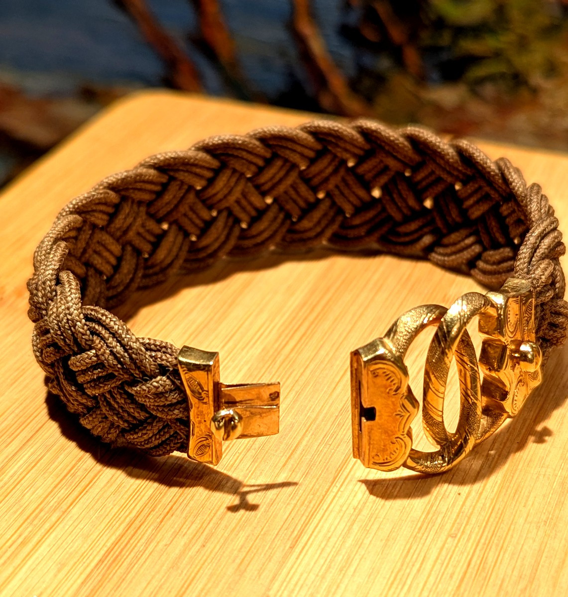 Bracelet en or 18 carats et cheveux tressés 19ème-Bijou-photo-2