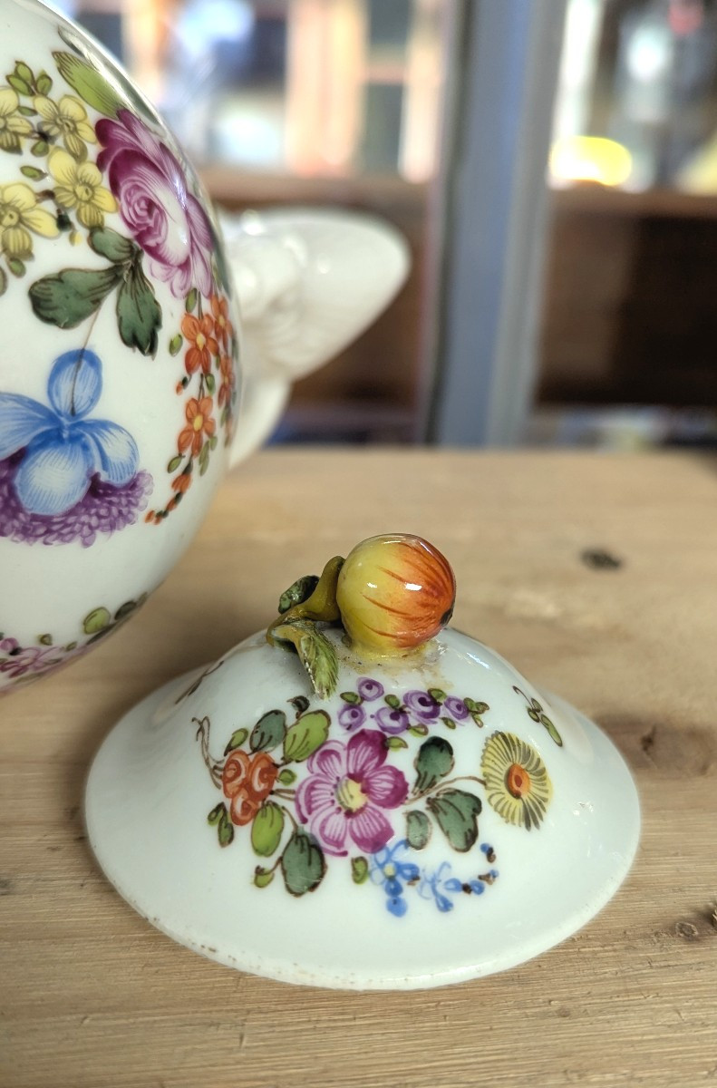 Cafetière égoïste, en porcelaine peinte de fleurs-Meissen-photo-3
