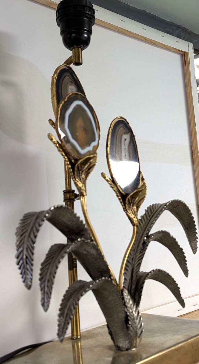 Lampe de table, attribuée à Willy Daro-Bronze et agate-Design 70-photo-4