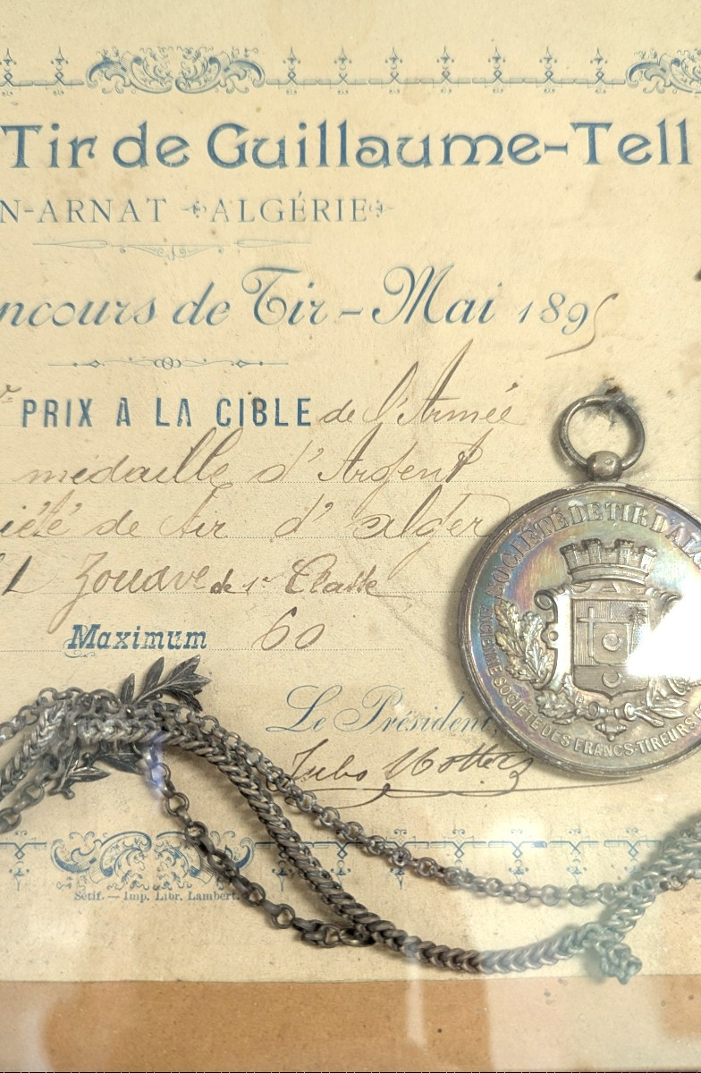 4 Prix de tir Guillaume Tell-1895-Algérie-Zouave-Argent massif-photo-3