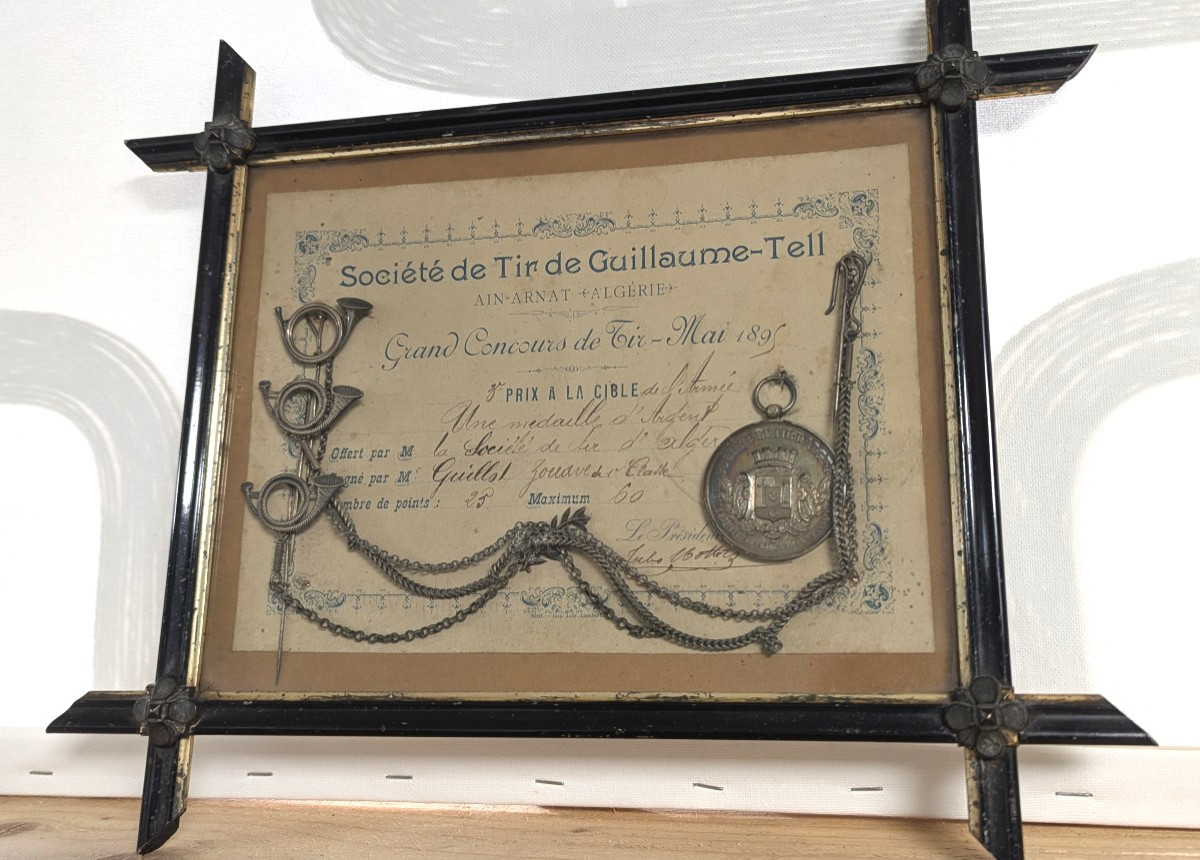 4 Prix de tir Guillaume Tell-1895-Algérie-Zouave-Argent massif