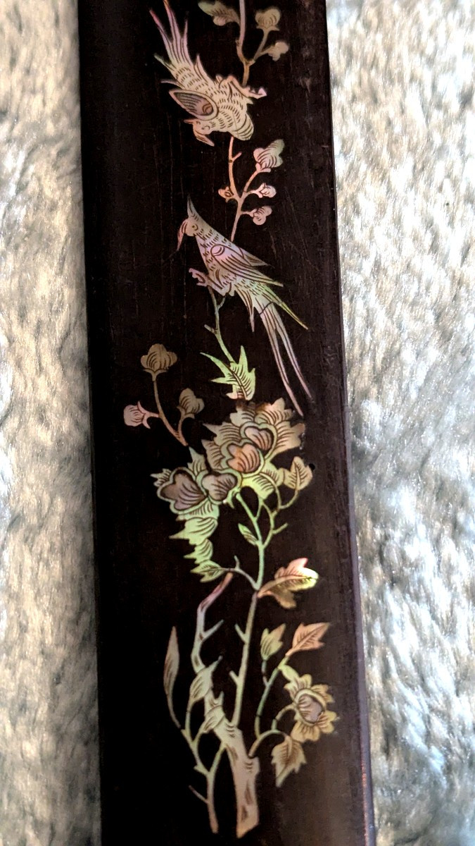 Tourne page, en bois et nacre-Indochine-Ouvre lettre-photo-3