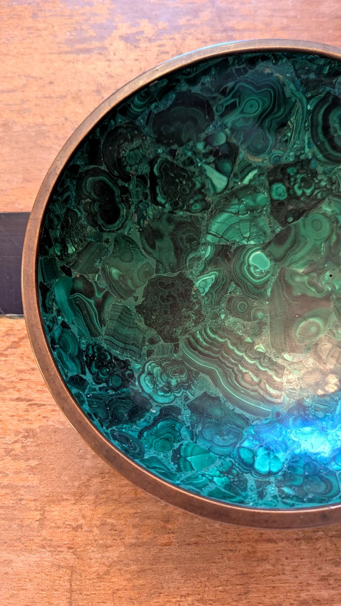 2 Coupes en malachite et laiton-Design 70-photo-2