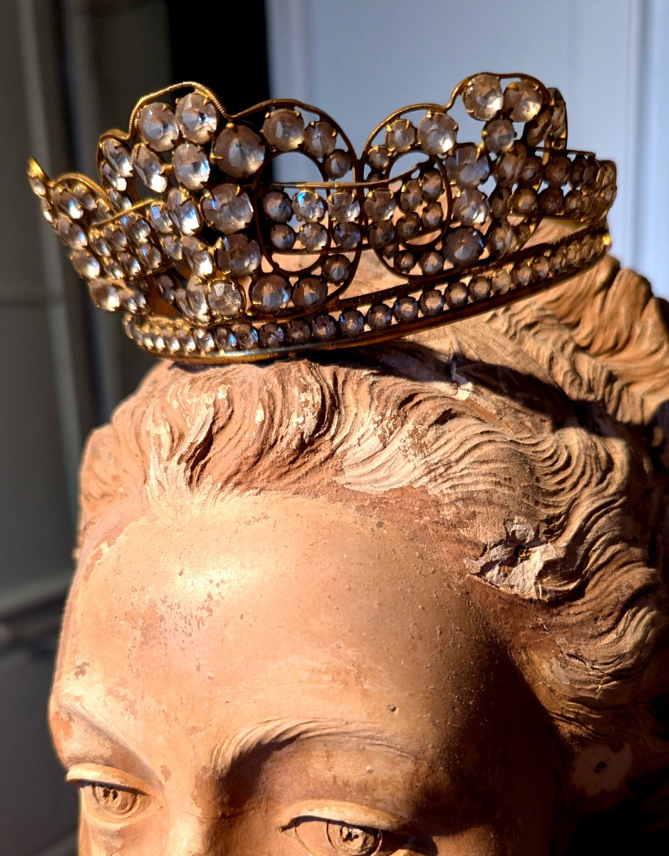 Couronne de statue de vierge, 19ème, en strass-Bijou de tête-photo-2