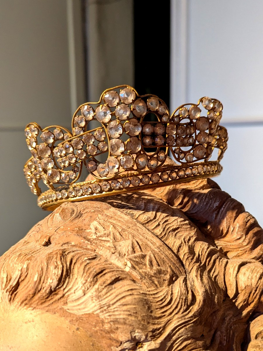 Couronne de statue de vierge, 19ème, en strass-Bijou de tête-photo-3
