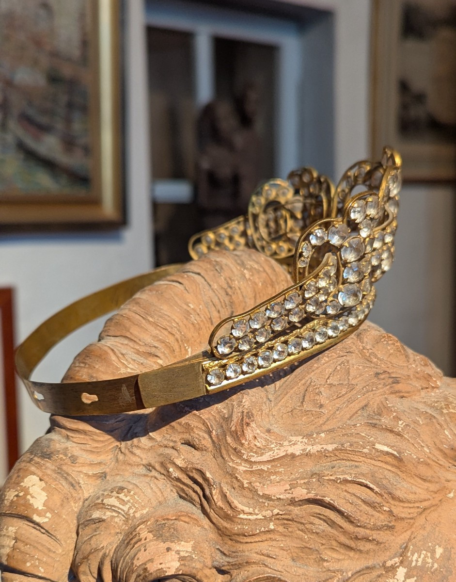 Couronne de statue de vierge, 19ème, en strass-Bijou de tête-photo-4
