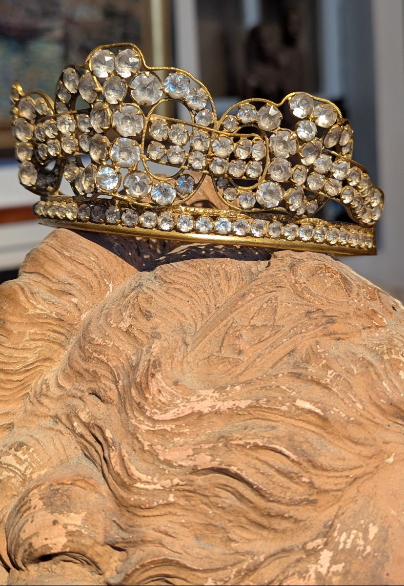 Couronne de statue de vierge, 19ème, en strass-Bijou de tête-photo-1