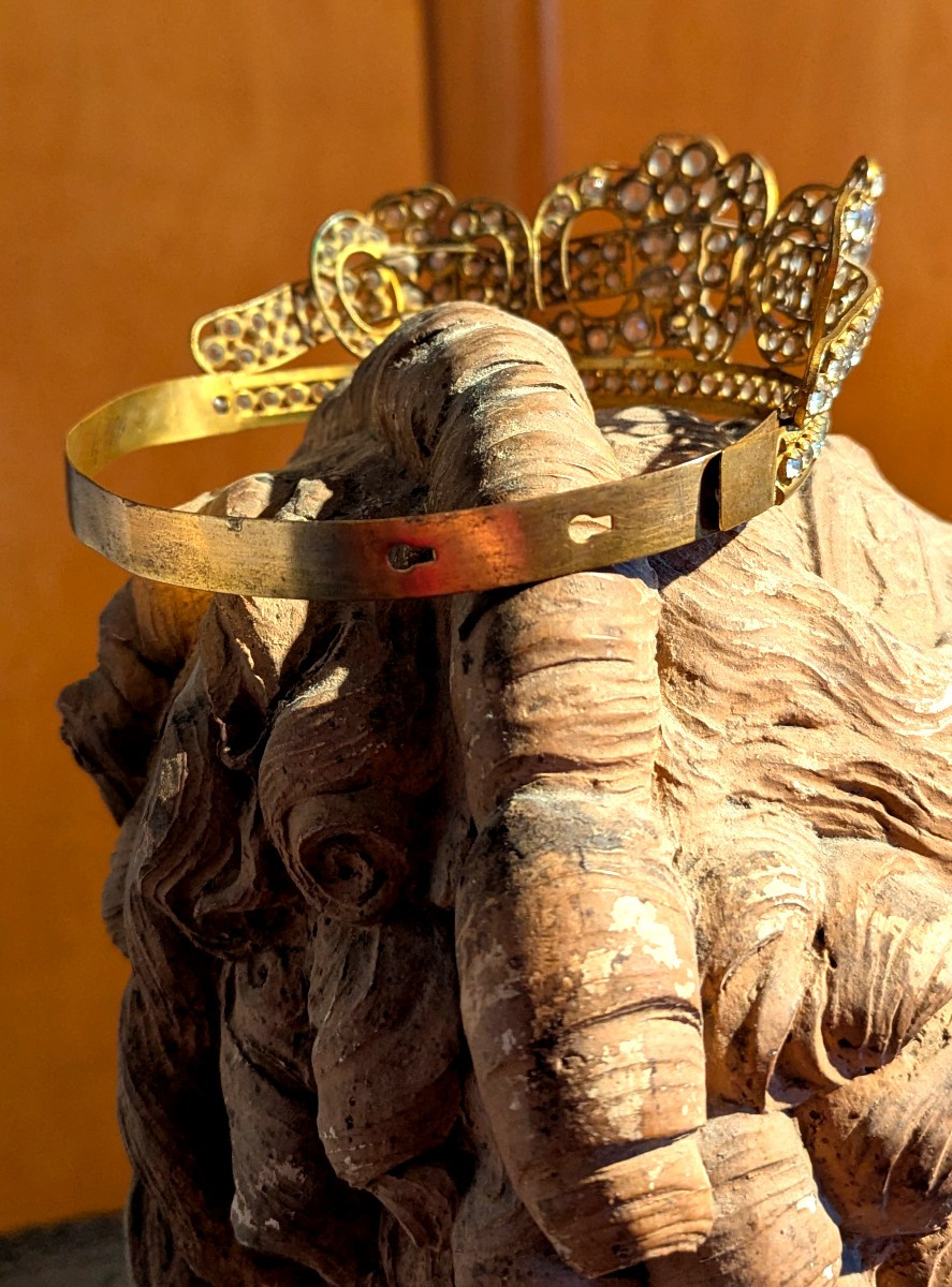 Couronne de statue de vierge, 19ème, en strass-Bijou de tête-photo-2