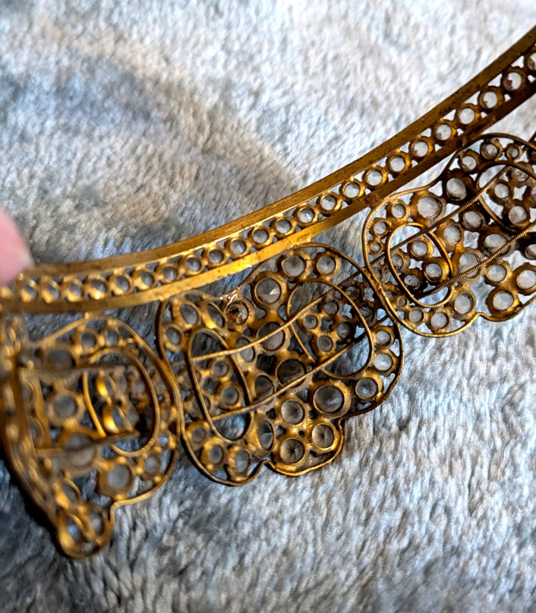 Couronne de statue de vierge, 19ème, en strass-Bijou de tête-photo-4