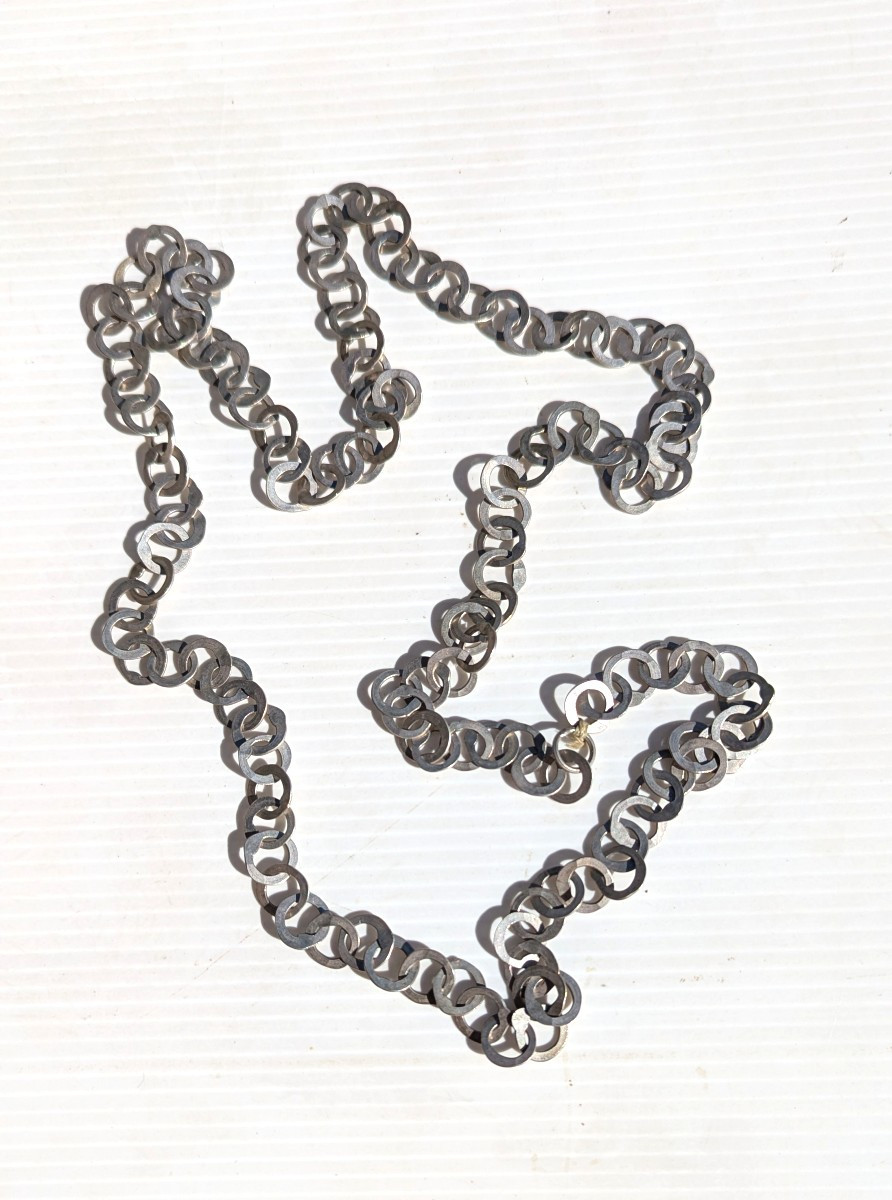 Imposante chaîne en argent massif martelé-Bijou ethnique-Sautoir