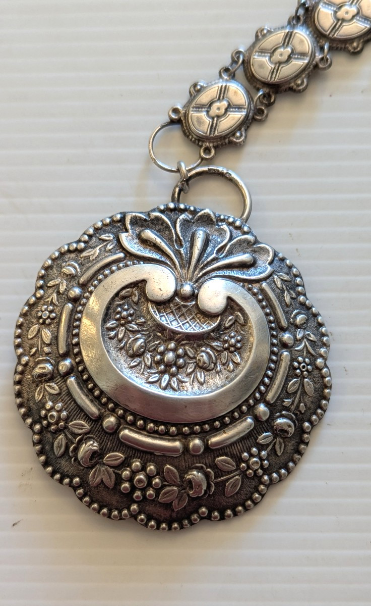 Grosse boucle de cape en argent massif, 19ème-Bijou-Costume-photo-3