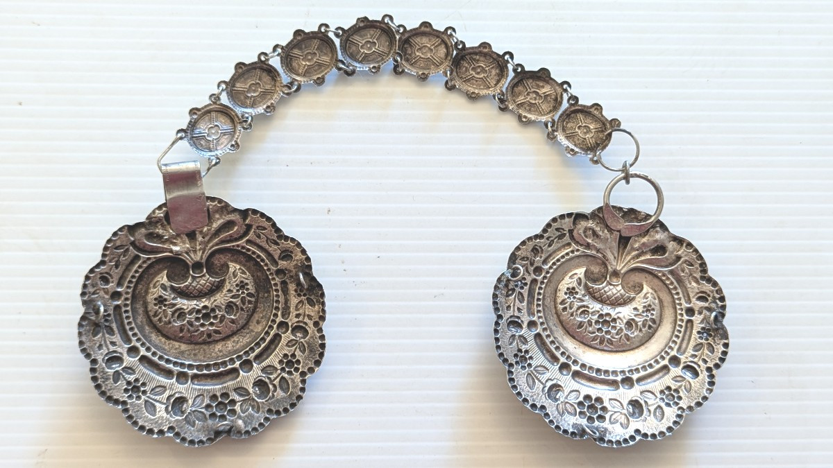 Grosse boucle de cape en argent massif, 19ème-Bijou-Costume-photo-4