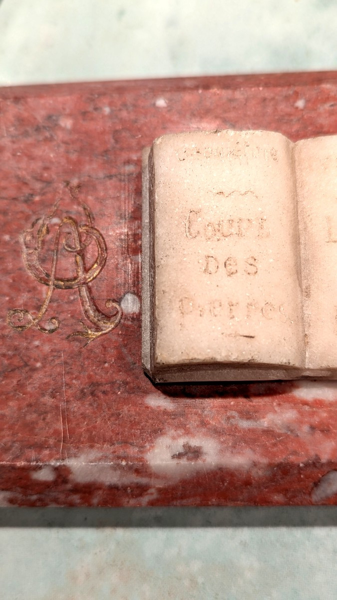 Masonic Paperweight, Marble, With Engravings-photo-2
