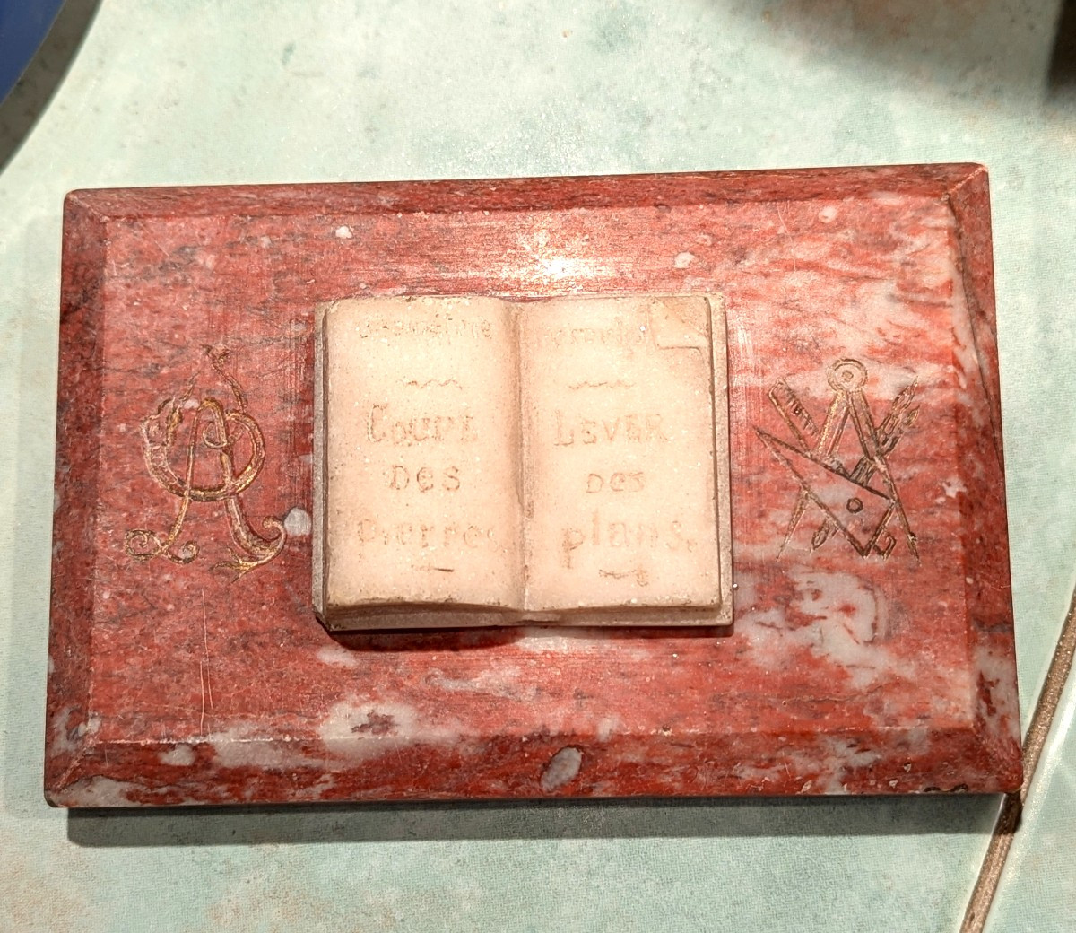 Masonic Paperweight, Marble, With Engravings