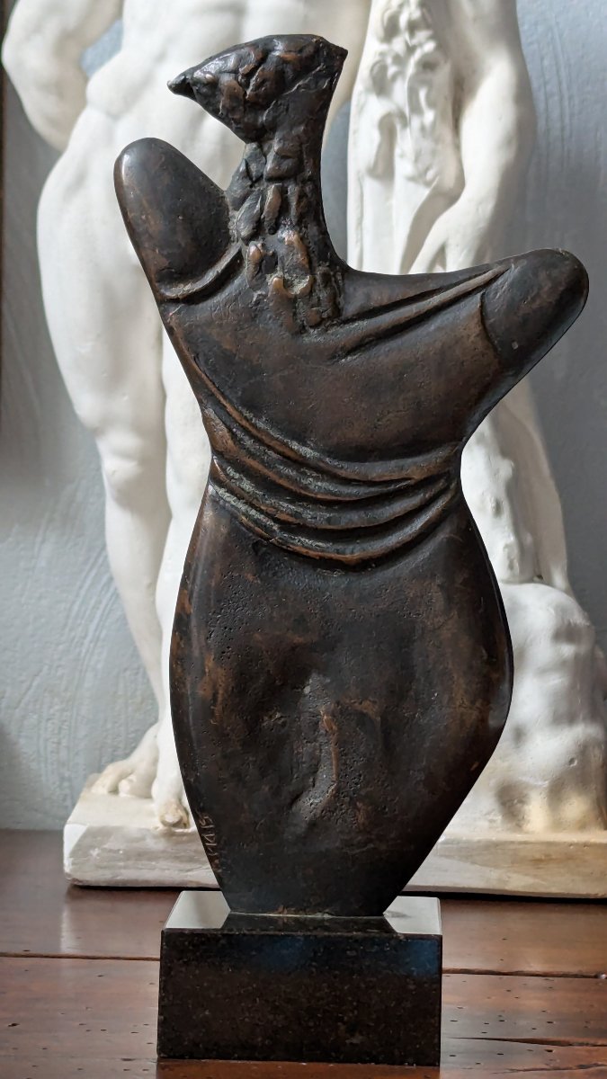 Bronze Statue On Base, Signed-cubist Style-photo-2