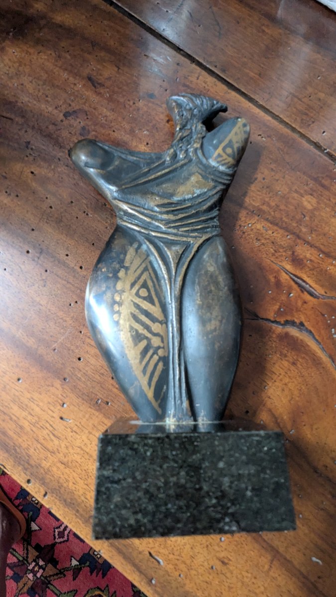 Bronze Statue On Base, Signed-cubist Style-photo-3