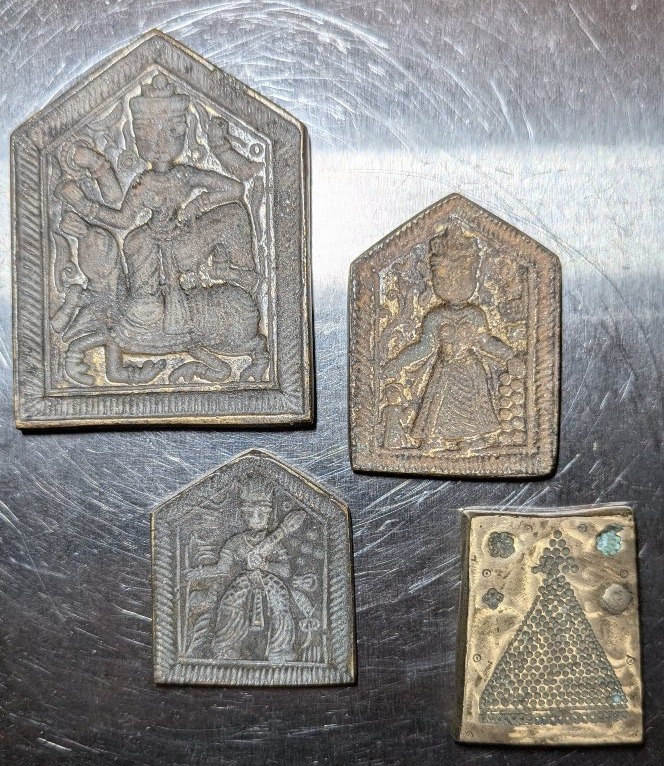 4 Bronze Molds, For Jewelry—india—19th Century—ethnic Pendant-photo-2