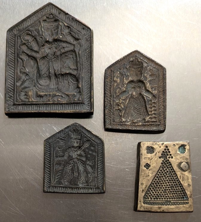 4 Bronze Molds, For Jewelry—india—19th Century—ethnic Pendant