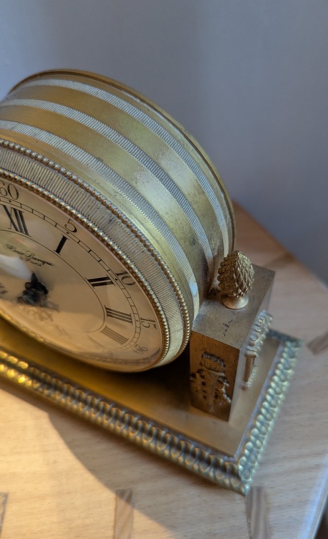 Petite pendule mécanique, en bronze, Maison Lavigne Paris-Brunner-photo-3