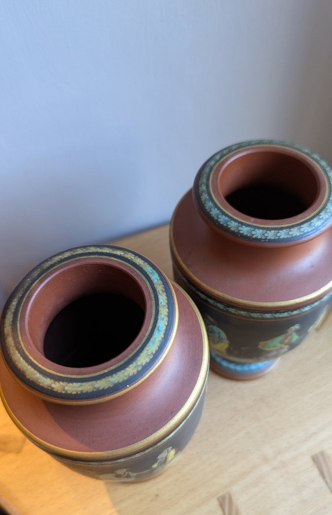 Pair Of 19th-century Vases—prattware—1850—turkish Smoker-photo-4
