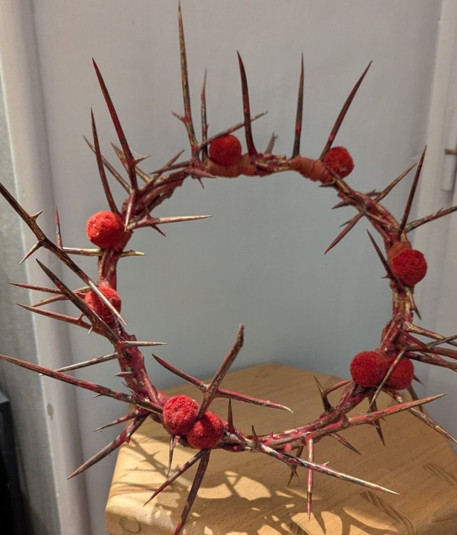 Couronne d'épines en acacia-Passion-Christ-Statue