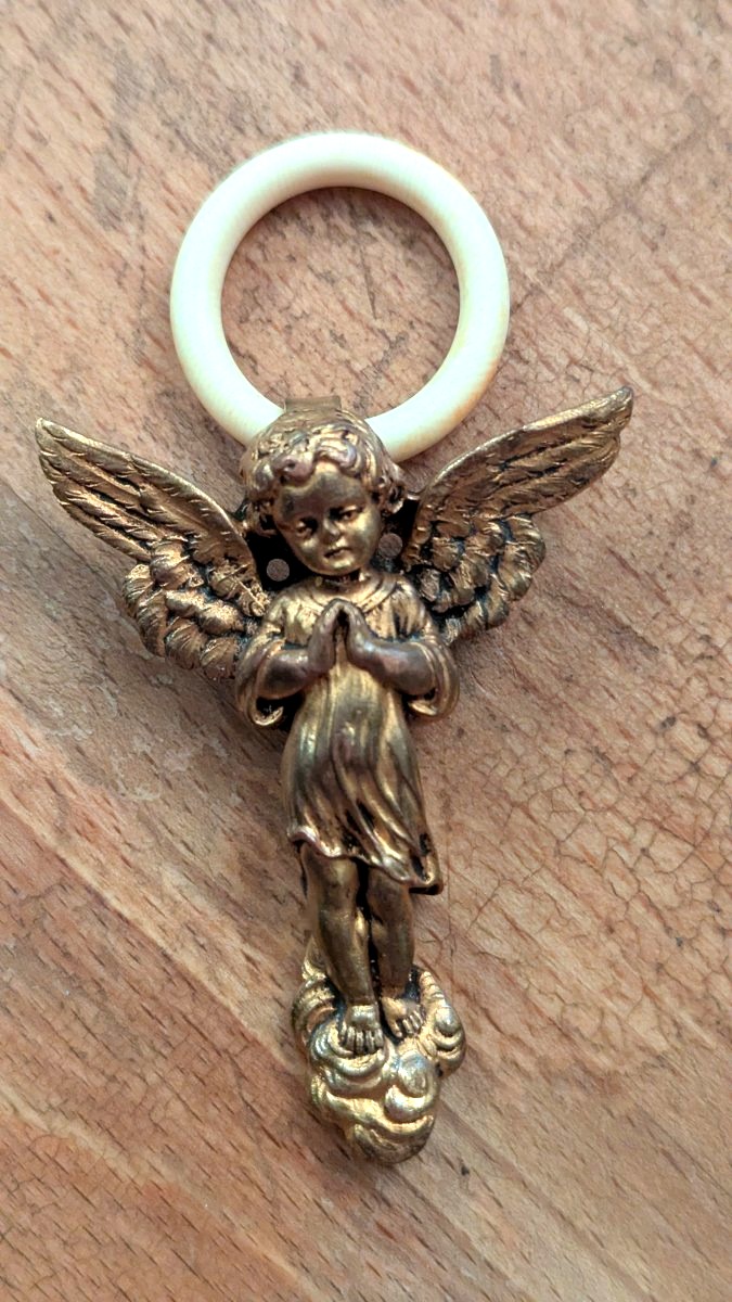 Guardian Angel Or Cradle Ring, Made Of Bronze And Ivory