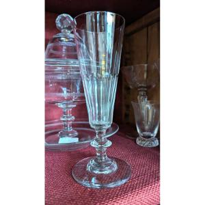 8 19th Century Champagne Flutes, In Cut Glass 