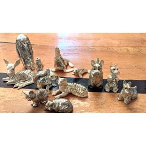 Ensemble de 12 animaux, en métal argenté, Christofle 