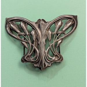 Boucle de ceinture Art Nouveau, en argent massif-Fleurs