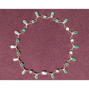 Collier en argent massif et malachite-Taxco Mexico-Design