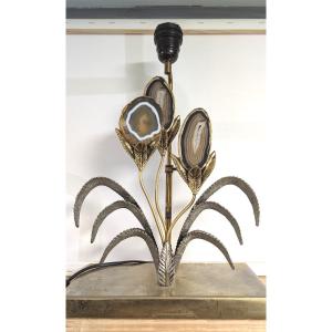 Lampe de table, attribuée à Willy Daro-Bronze et agate-Design 70