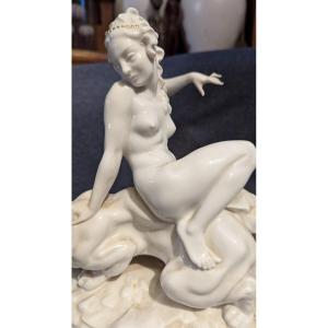 Woman With A Panther—german Porcelain Set—k. Tutter—art Deco
