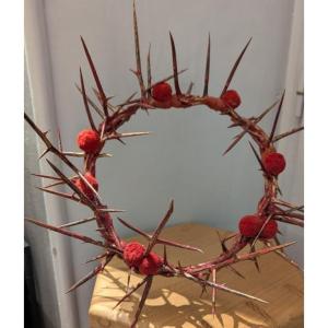 Couronne d'épines en acacia-Passion-Christ-Statue