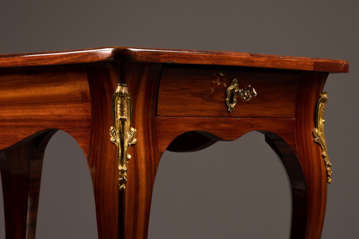 Veneer Salon Table Louis XV Period-photo-2
