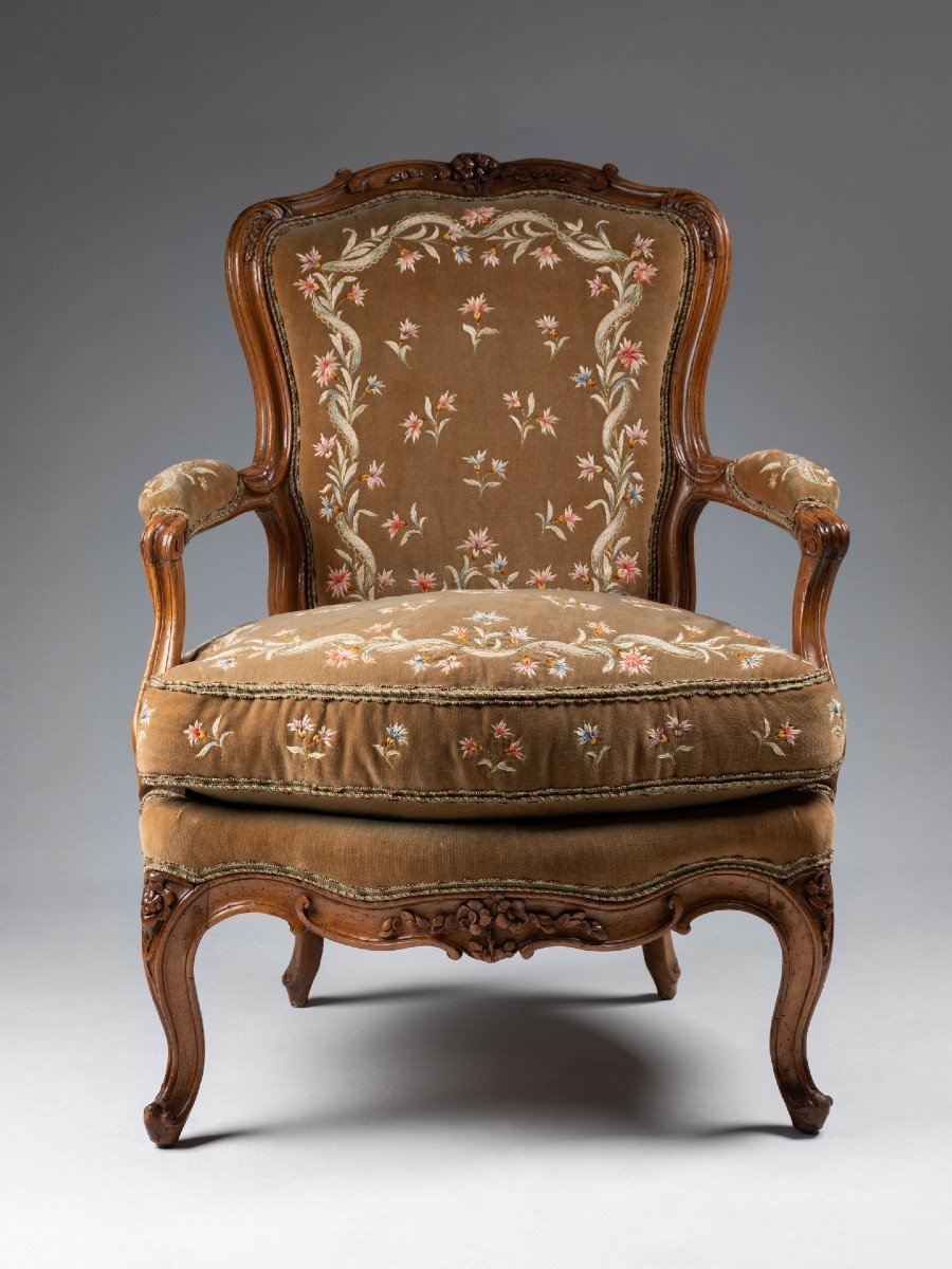 Fauteuil "coin De Feu" Estampillé C L. Burgat   Epoque Louis XV-photo-2