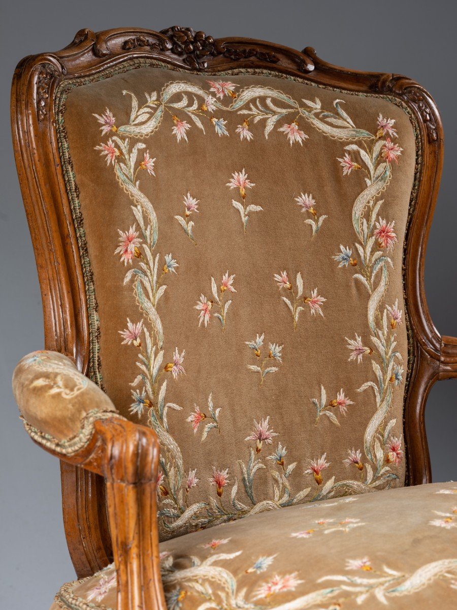 Fauteuil "coin De Feu" Estampillé C L. Burgat   Epoque Louis XV-photo-1