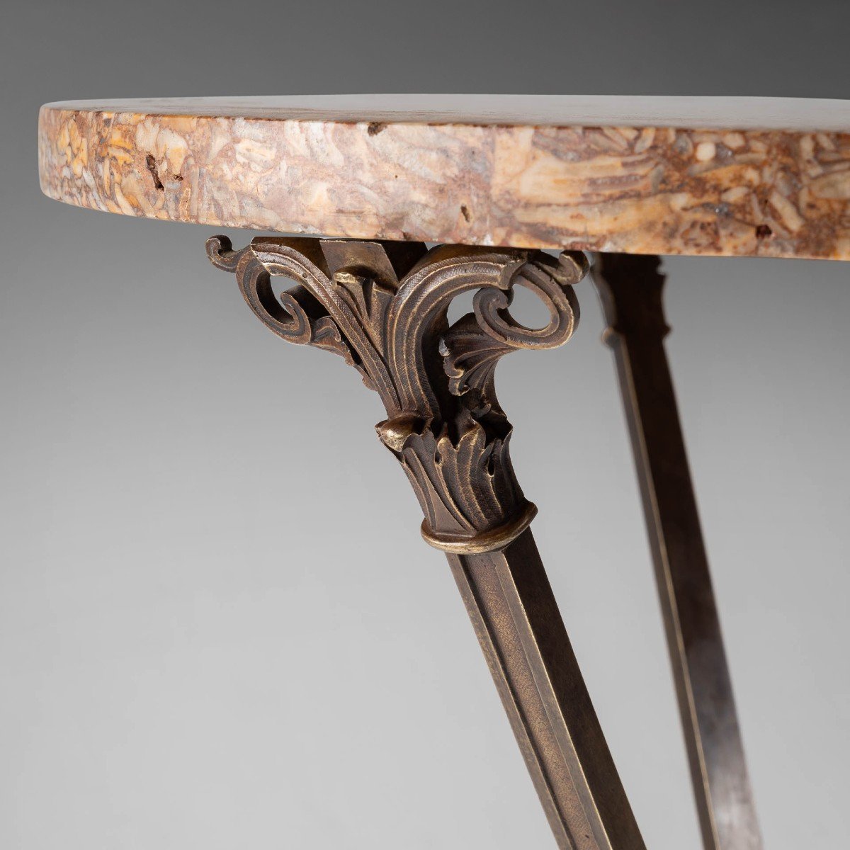 Small Bronze Pedestal Table Charles X Period-photo-4