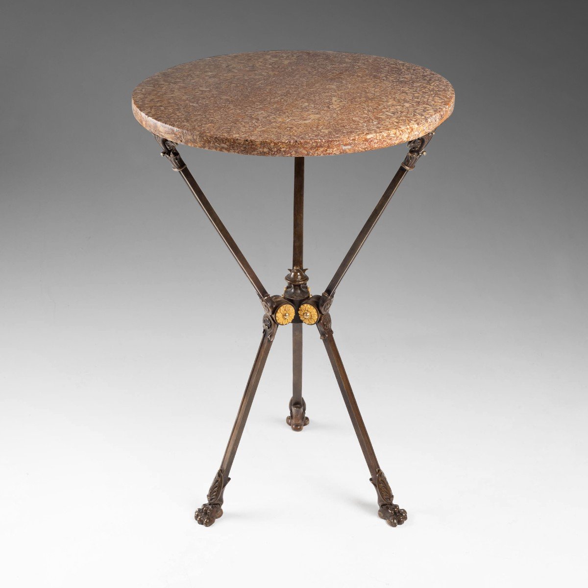 Small Bronze Pedestal Table Charles X Period-photo-7