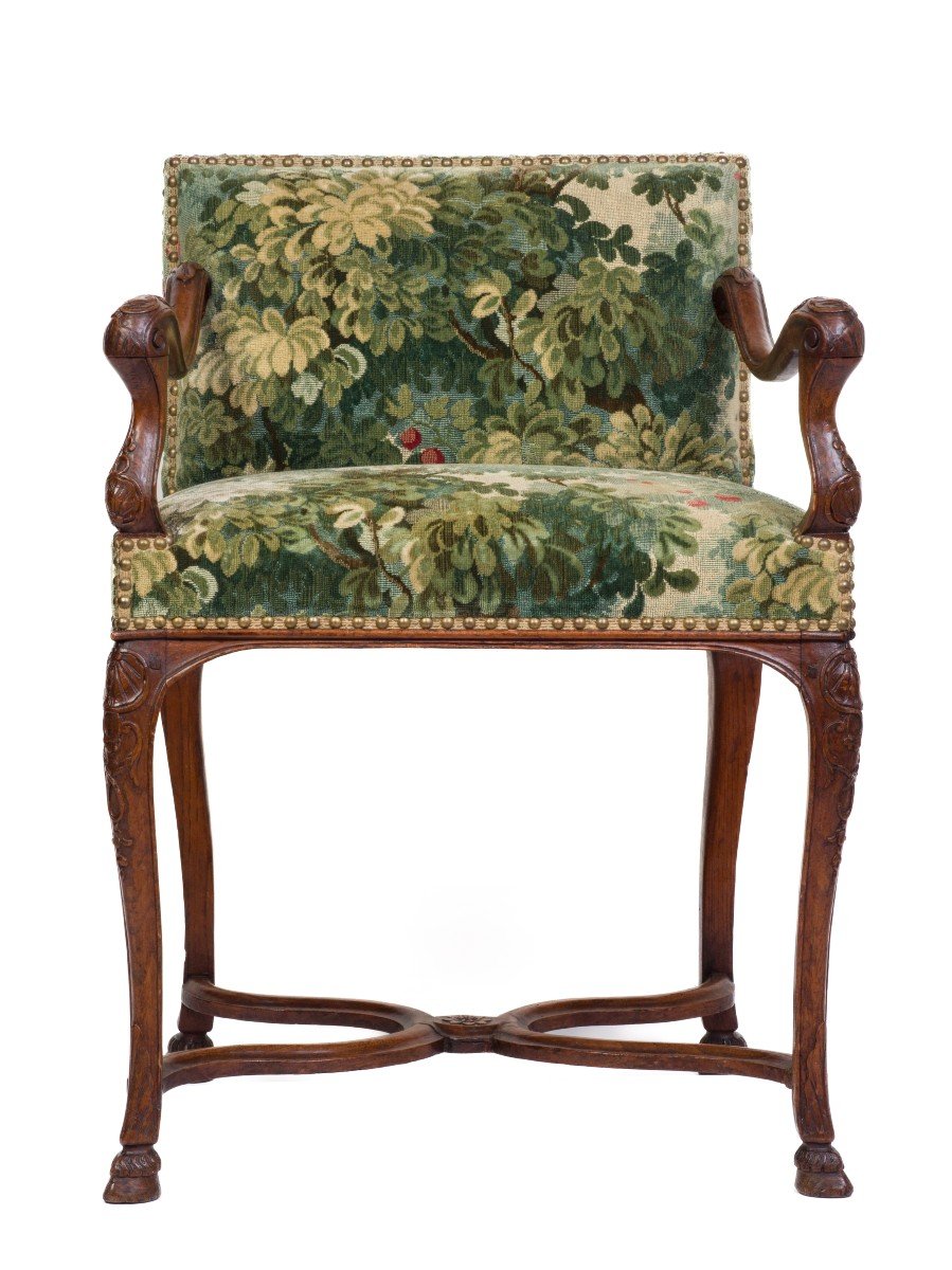 Louis XIV Period Natural Wood Command Armchair-photo-2