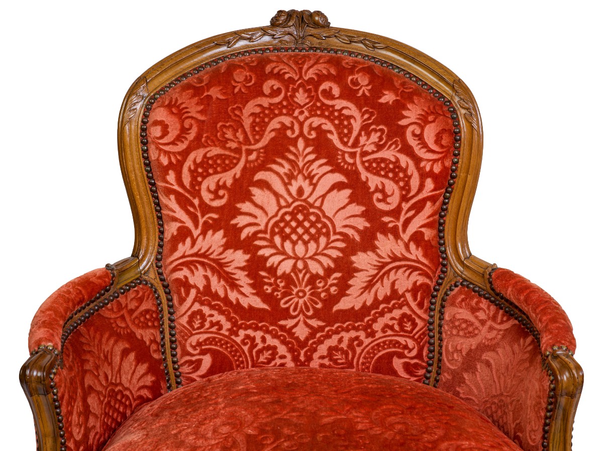 Paire de bergères en noyer   Epoque Louis XV-photo-1