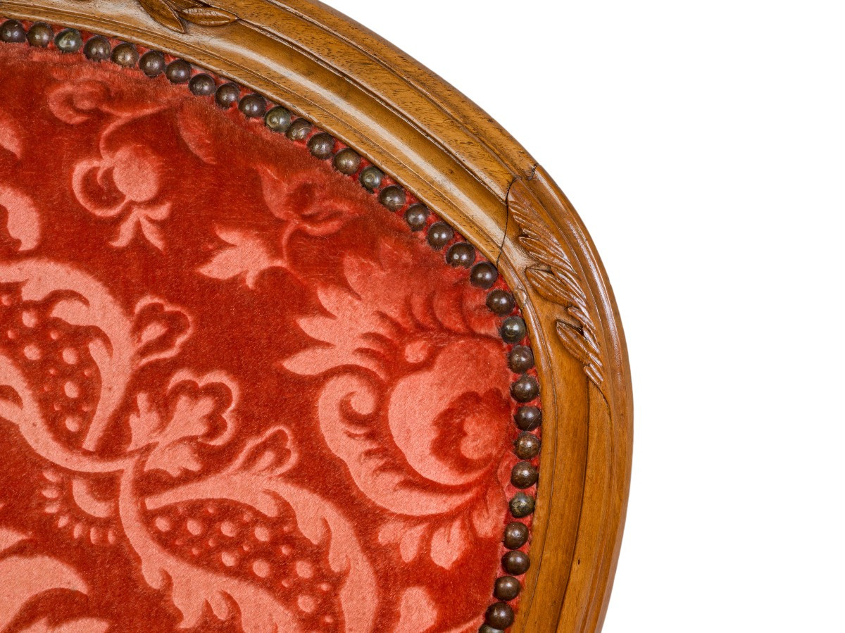 Paire de bergères en noyer   Epoque Louis XV-photo-2