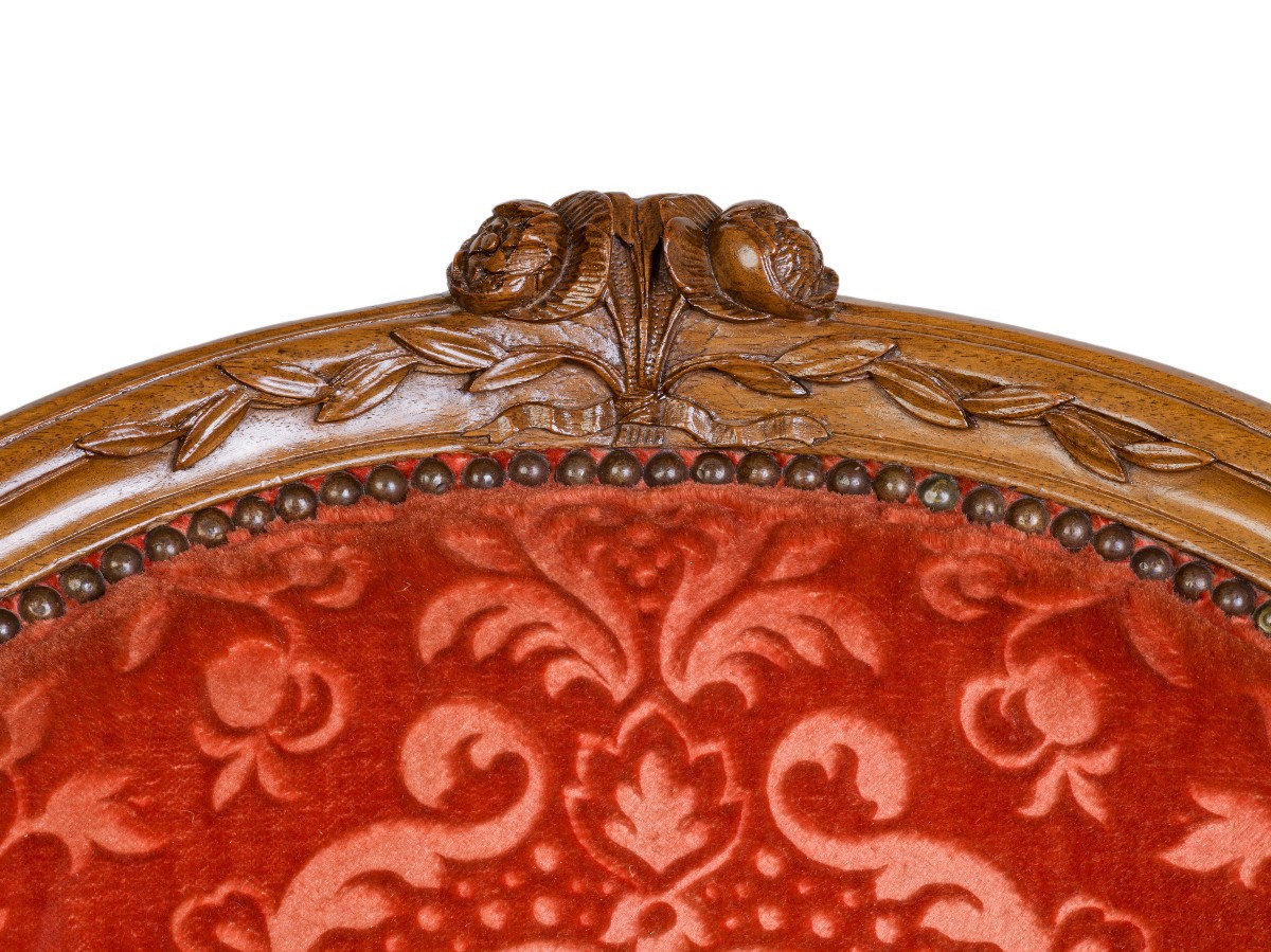 Paire de bergères en noyer   Epoque Louis XV-photo-3