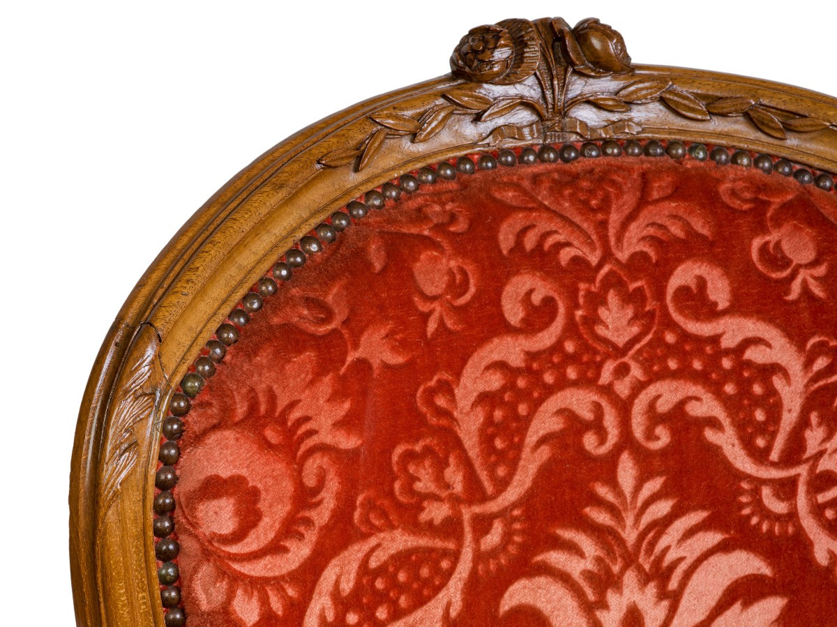 Paire de bergères en noyer   Epoque Louis XV-photo-4