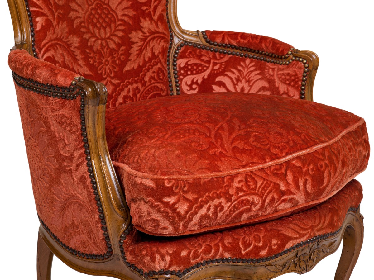 Paire de bergères en noyer   Epoque Louis XV-photo-5