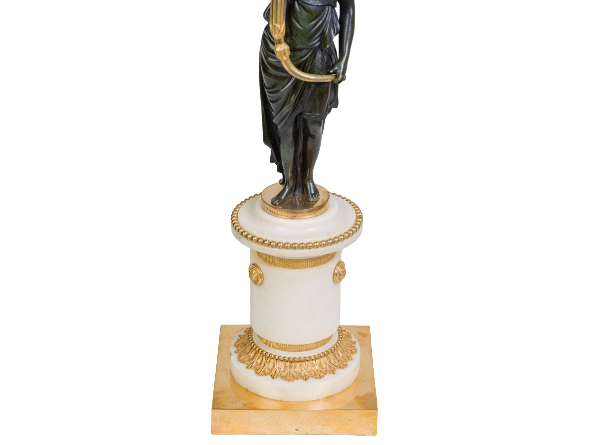 Paire de candélabres en bronze patiné et doré   Epoque Louis XVI-photo-7