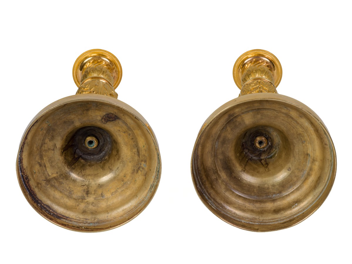 Pair Of Gilt Bronze Candelabras, Louis XVI Period-photo-1