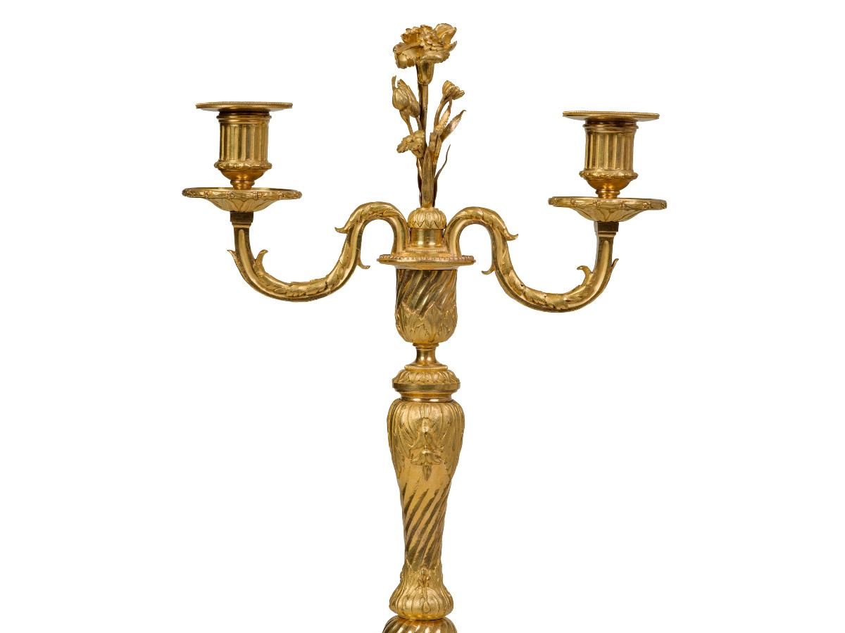 Pair Of Gilt Bronze Candelabras, Louis XVI Period-photo-3