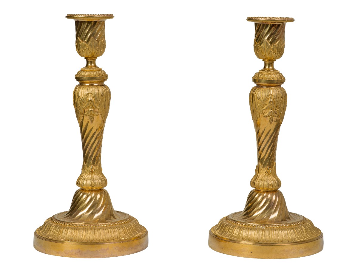Pair Of Gilt Bronze Candelabras, Louis XVI Period-photo-7