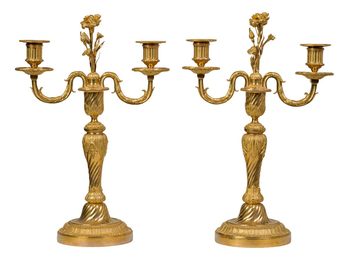 Pair Of Gilt Bronze Candelabras, Louis XVI Period