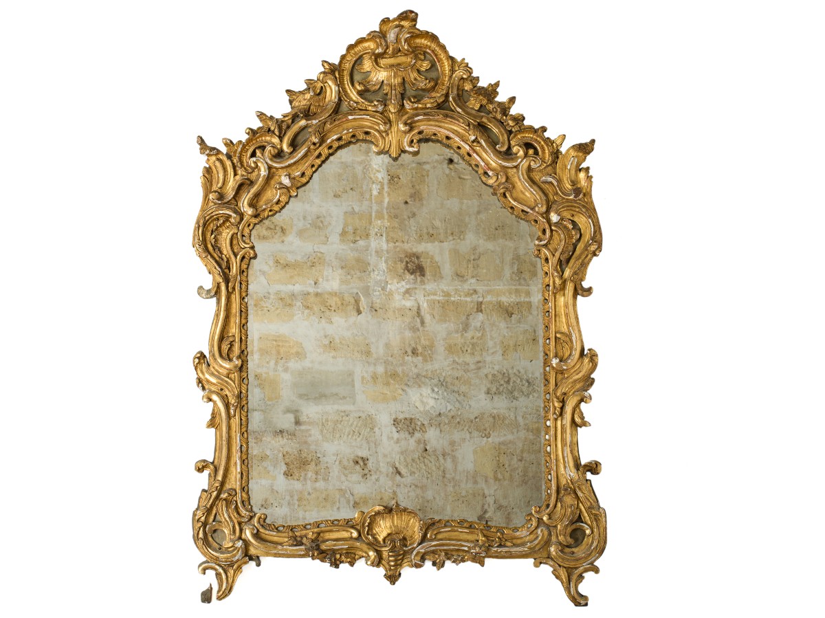 Gilded Wood Mirror Louis XV Period-photo-4